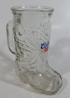 Coors Banquet Beer Cowboy Boot Shaped Embossed Glass 6" Tall Beer Mug