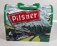 Rare Very Hard to Find Pilsner Beer with Train Locomotive Themed Metal Lunch Box Container 8 3/4" Wide