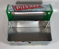 Rare Very Hard to Find Pilsner Beer with Train Locomotive Themed Metal Lunch Box Container 8 3/4" Wide