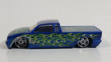 2003 Hot Wheels First Editions Steel Flame Metallic Blue Die Cast Toy Car Low Rider Truck Vehicle