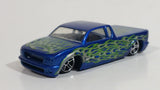 2003 Hot Wheels First Editions Steel Flame Metallic Blue Die Cast Toy Car Low Rider Truck Vehicle