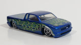 2003 Hot Wheels First Editions Steel Flame Metallic Blue Die Cast Toy Car Low Rider Truck Vehicle