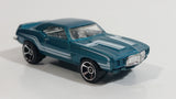 2010 Hot Wheels Muscle Mania 1969 Pontiac Firebird T/A Metalflake Aqua Blue Die Cast Toy Car Vehicle