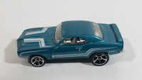 2010 Hot Wheels Muscle Mania 1969 Pontiac Firebird T/A Metalflake Aqua Blue Die Cast Toy Car Vehicle