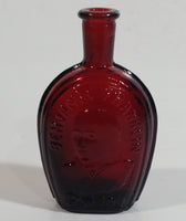 Vintage Wheaton President Benjamin Franklin 3" Tall Ruby Red Embossed Miniature Glass Bottle