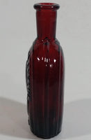 Vintage Wheaton President Benjamin Franklin 3" Tall Ruby Red Embossed Miniature Glass Bottle