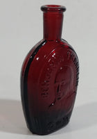 Vintage Wheaton President Benjamin Franklin 3" Tall Ruby Red Embossed Miniature Glass Bottle