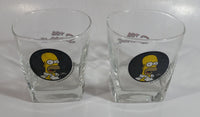 Set of 2 2010 Fox The Simpsons Home Simpson Carton Character Themed Black Themed 3 1/2" Tall Whisky Glass Cup