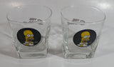 Set of 2 2010 Fox The Simpsons Home Simpson Carton Character Themed Black Themed 3 1/2" Tall Whisky Glass Cup