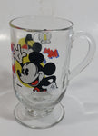 Disney Mickey Mouse and Minnie Mouse 5" Tall Clear Pedestal Glass Cup with Handle