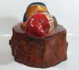 Vintage 1970s Gnome Dwarf Sleeping on a Tree Stump House with Fawn Peaking Through Door Ceramic Cookie Jar