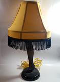 Vintage Style "A Christmas Story" Movie Film Las Vegas Burlesque Styled 20" Tall Leg Lamp with Fish Net Stocking and Yellow Shade with Black Frill