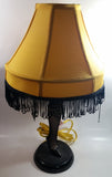 Vintage Style "A Christmas Story" Movie Film Las Vegas Burlesque Styled 20" Tall Leg Lamp with Fish Net Stocking and Yellow Shade with Black Frill