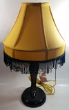 Vintage Style "A Christmas Story" Movie Film Las Vegas Burlesque Styled 20" Tall Leg Lamp with Fish Net Stocking and Yellow Shade with Black Frill