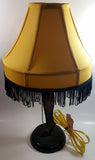 Vintage Style "A Christmas Story" Movie Film Las Vegas Burlesque Styled 20" Tall Leg Lamp with Fish Net Stocking and Yellow Shade with Black Frill