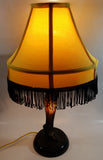 Vintage Style "A Christmas Story" Movie Film Las Vegas Burlesque Styled 20" Tall Leg Lamp with Fish Net Stocking and Yellow Shade with Black Frill