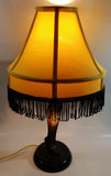Vintage Style "A Christmas Story" Movie Film Las Vegas Burlesque Styled 20" Tall Leg Lamp with Fish Net Stocking and Yellow Shade with Black Frill