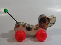 Vintage 1968 Fisher Price 693 Little Snoopy Wooden Dog Pull Toy with Metal Spring Tail