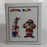 1993 Warner Bros. Looney Tunes Bugs Bunny and Taz Cartoon Characters Christmas Themed 5" Tall Ceramic Salt & Pepper Shakers In Box