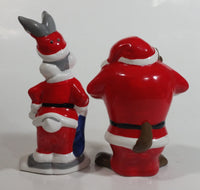 1993 Warner Bros. Looney Tunes Bugs Bunny and Taz Cartoon Characters Christmas Themed 5" Tall Ceramic Salt & Pepper Shakers In Box