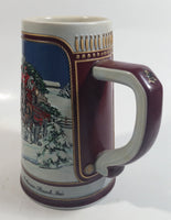 1989 Budweiser Holiday Stein Collection Collector's Series "The hitch on a winter's evening." Ceramic Beer Stein - Handcrafted in Brazil by Ceramarte