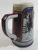 1989 Budweiser Holiday Stein Collection Collector's Series "The hitch on a winter's evening." Ceramic Beer Stein - Handcrafted in Brazil by Ceramarte