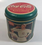 Rare 1994 Coca-Cola Coke Soda Pop Drink Beverage Detroit Tigers Baseball Team Green Small Round Tin Metal Canister Sports Collectible