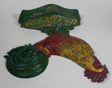 Antique Metalware Colorfully Beautifully Painted 13 1/2" Tall Cast Iron Chicken Rooster Door Stop