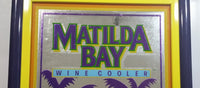 Beeco Matilda Bay Wine Cooler Purple Yellow Blue Tropical Palm Tree Themed 16" x 19" Purple Framed Glass Mirror Bar Pub Lounge Advertising Collectible