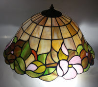 Beautifully Colored Stained Glass Ceiling Light Fixture 3 Socket 15" Diameter