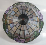 Beautifully Colored Stained Glass Ceiling Light Fixture 3 Socket 15" Diameter