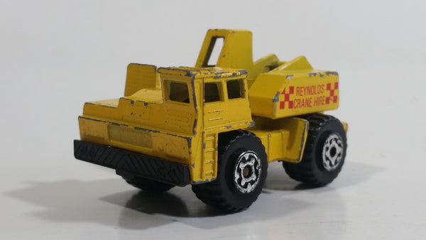 1987 Matchbox Mobile Crane "Reynolds Crane Hire" Yellow Die Cast Toy Car Construction Equipment Vehicle