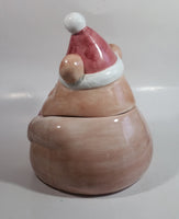 Pink Bear Wearing Santa Hat Ceramic Cookie Jar