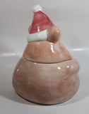 Pink Bear Wearing Santa Hat Ceramic Cookie Jar