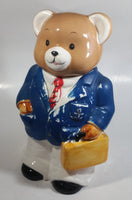 Teddy Bear In Blue Businessman Suit Sailor Outfit Ceramic Cookie Jar