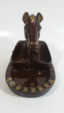 Vintage Horse Head Stallion 3D Sculpture Dark Brown Ceramic Glazed Ash Tray Made in Japan Smoking Collectible