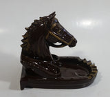 Vintage Horse Head Stallion 3D Sculpture Dark Brown Ceramic Glazed Ash Tray Made in Japan Smoking Collectible