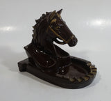 Vintage Horse Head Stallion 3D Sculpture Dark Brown Ceramic Glazed Ash Tray Made in Japan Smoking Collectible