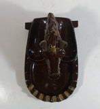 Vintage Horse Head Stallion 3D Sculpture Dark Brown Ceramic Glazed Ash Tray Made in Japan Smoking Collectible