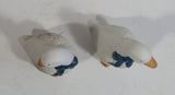 1990s Pair of White Goose Geese with Blue Bows Ceramic Salt and Pepper Shakers