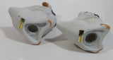 1990s Pair of White Goose Geese with Blue Bows Ceramic Salt and Pepper Shakers