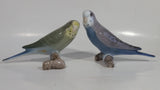 Vintage Pair of Bing & Grondahl No. 2341 & No. 2210 Pirched Love Bird Parakeet Budgie Porcelain Sculpture Ornaments