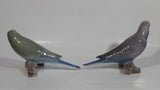 Vintage Pair of Bing & Grondahl No. 2341 & No. 2210 Pirched Love Bird Parakeet Budgie Porcelain Sculpture Ornaments