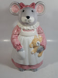 1990 House of Lloyd Grey Mouse in a Pink Dress Holding a Teddy Bear Ceramic Cookie Jar