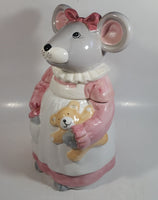 1990 House of Lloyd Grey Mouse in a Pink Dress Holding a Teddy Bear Ceramic Cookie Jar