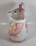 1990 House of Lloyd Grey Mouse in a Pink Dress Holding a Teddy Bear Ceramic Cookie Jar