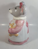 1990 House of Lloyd Grey Mouse in a Pink Dress Holding a Teddy Bear Ceramic Cookie Jar