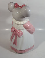 1990 House of Lloyd Grey Mouse in a Pink Dress Holding a Teddy Bear Ceramic Cookie Jar