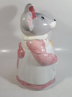 1990 House of Lloyd Grey Mouse in a Pink Dress Holding a Teddy Bear Ceramic Cookie Jar