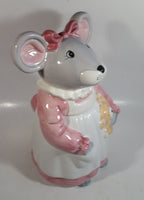 1990 House of Lloyd Grey Mouse in a Pink Dress Holding a Teddy Bear Ceramic Cookie Jar